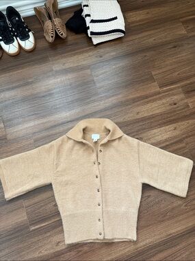 H&M Beige Button-Front Knit Cardigan